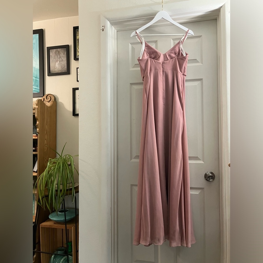 Azazie Dusty Rose Chiffon Bridesmaid Dress with Multiway Tie Front - Picture 3 of 8
